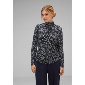 Shirt turtle neck print - Marine wit